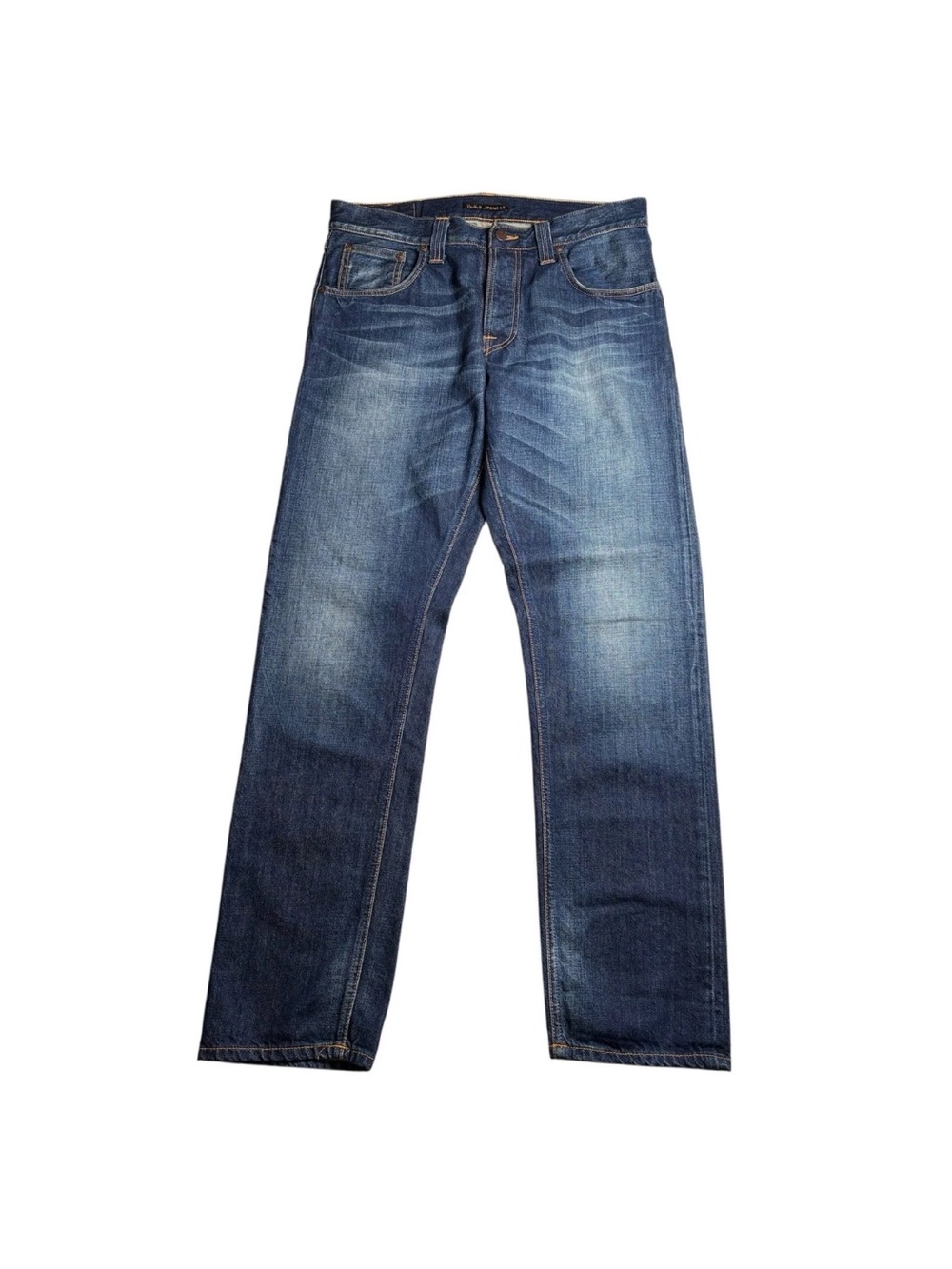 Nudie Jeans Co Jeans Mens 33x32 Steady Eddie Whistle Blue Button Fly Italy